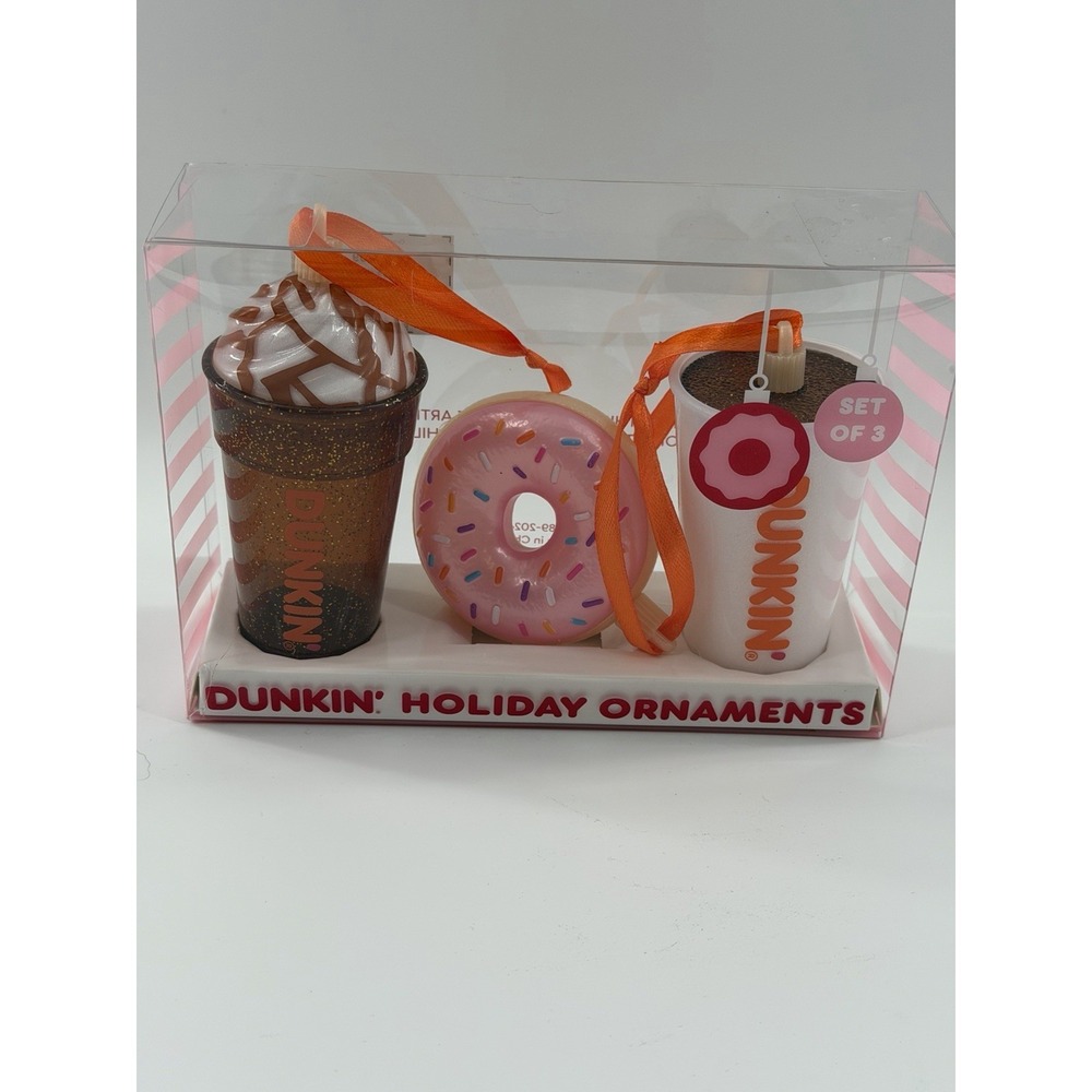 Dunkin Donuts Christmas Ornaments Set of 3 New Limited Edition 2024 New In Pack